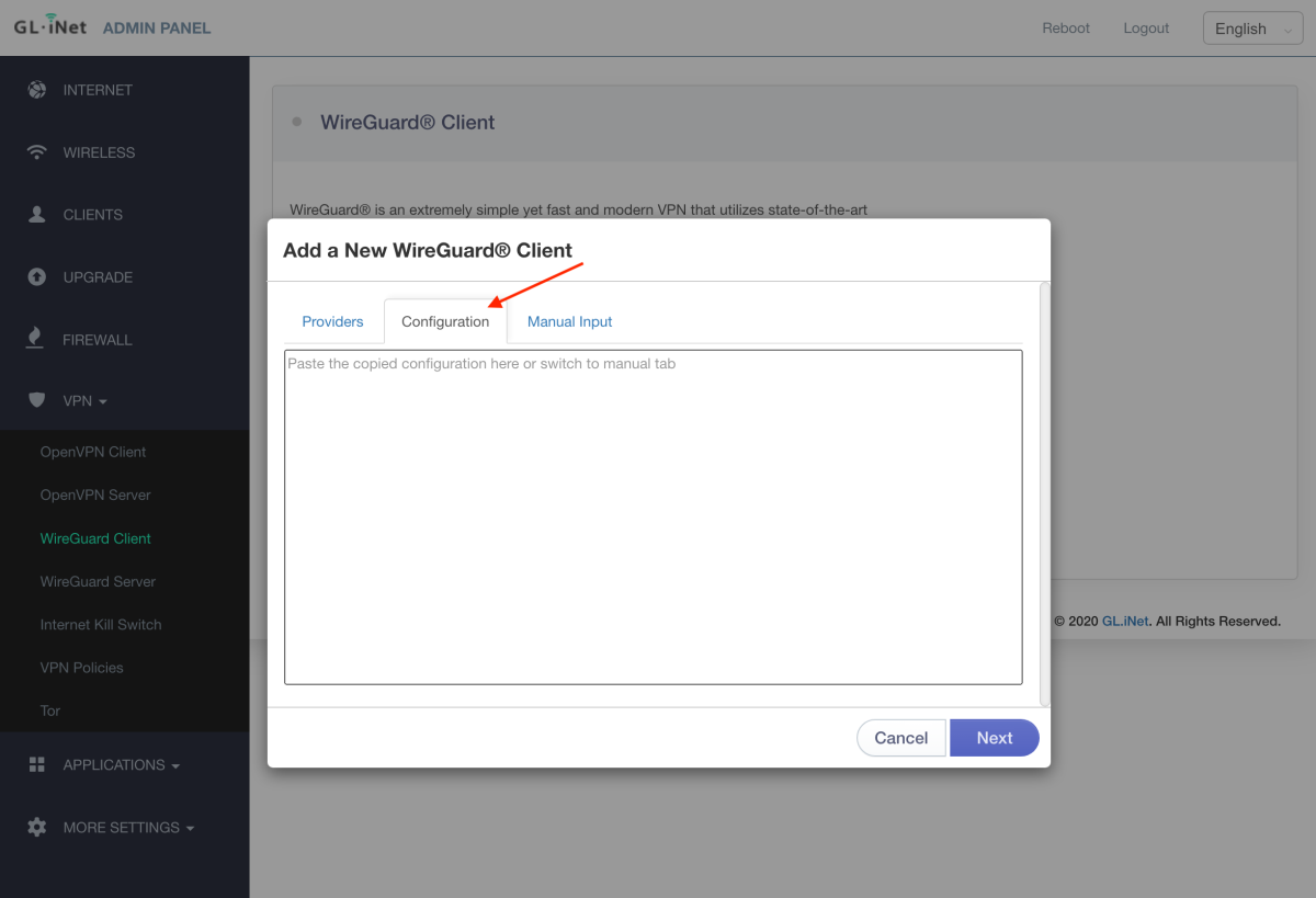 GL.iNet VPN Router - Add a WireGuard Client