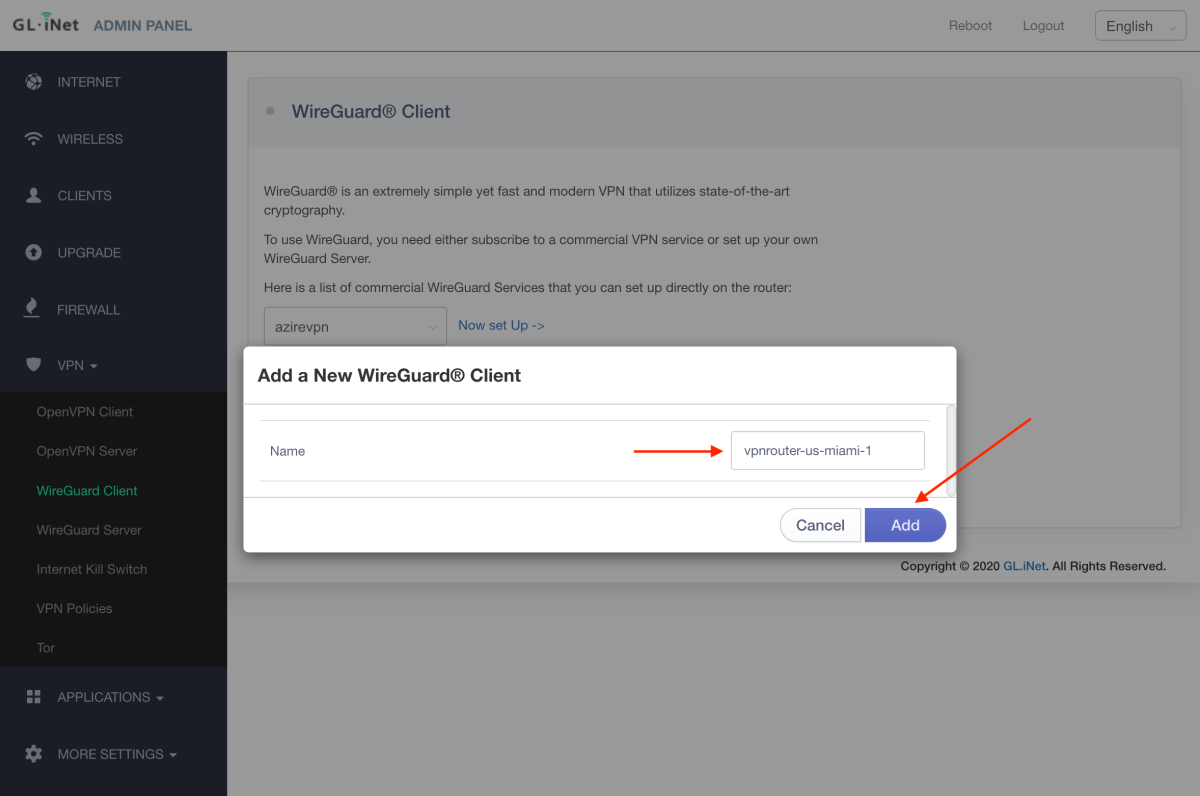 GL.iNet VPN Router - Add a WireGuard Client