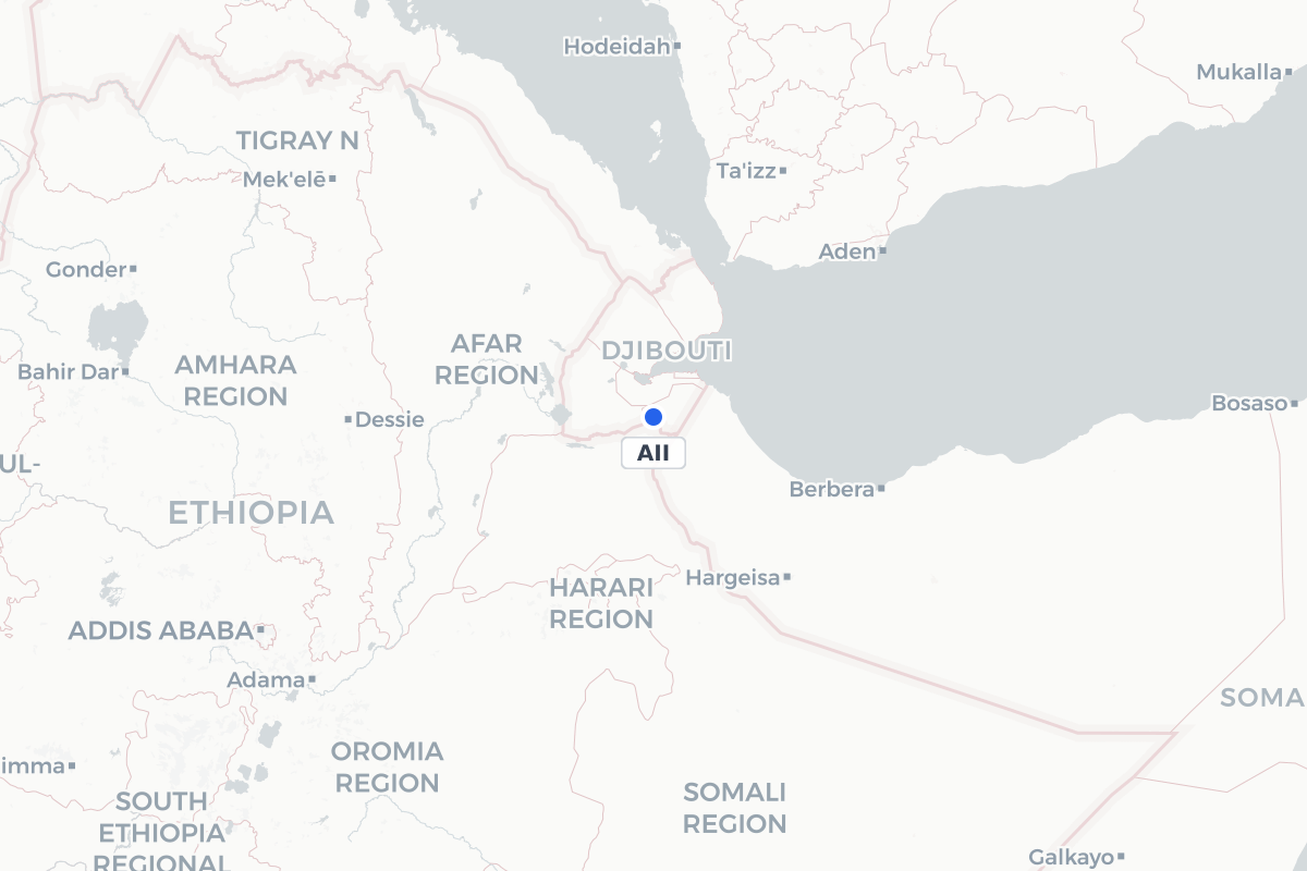 Map showing the location of Ali-Sabieh Airport