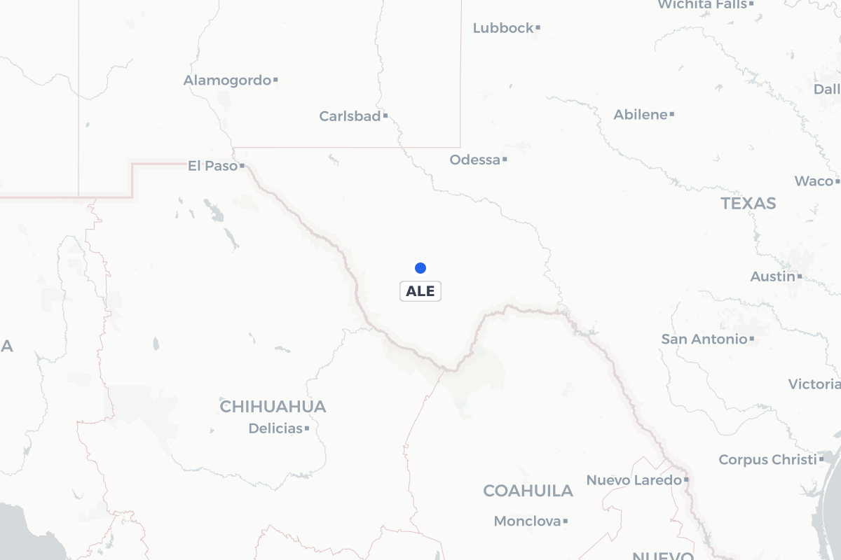 Map showing the location of Alpine Casparis Municipal Airport