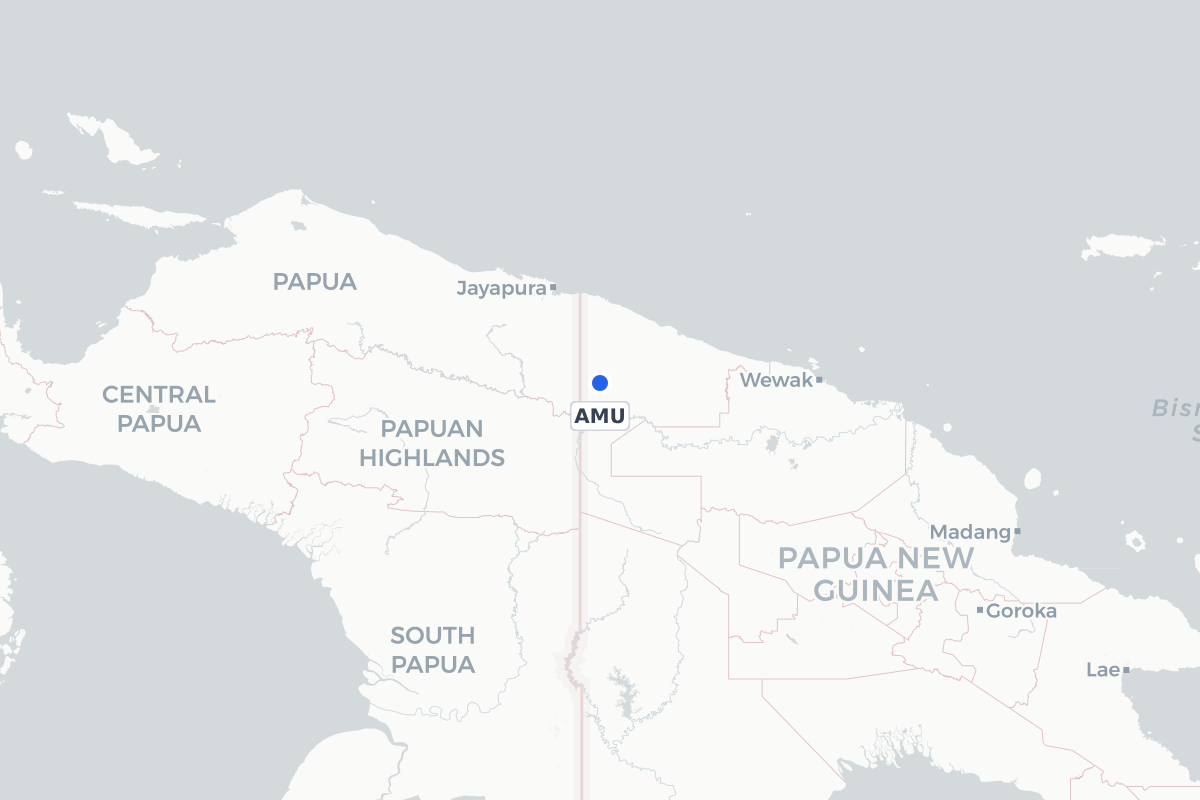 Map showing the location of Amanab Airport