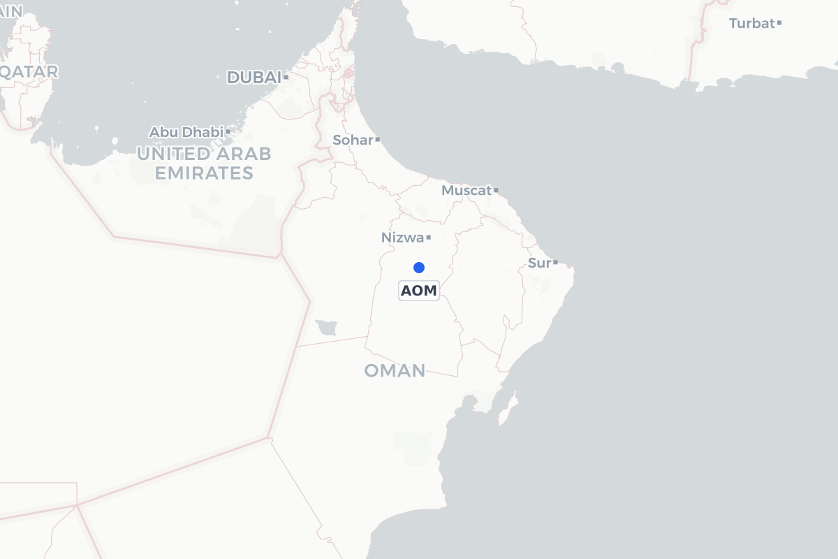 Map showing the location of Adam Airport