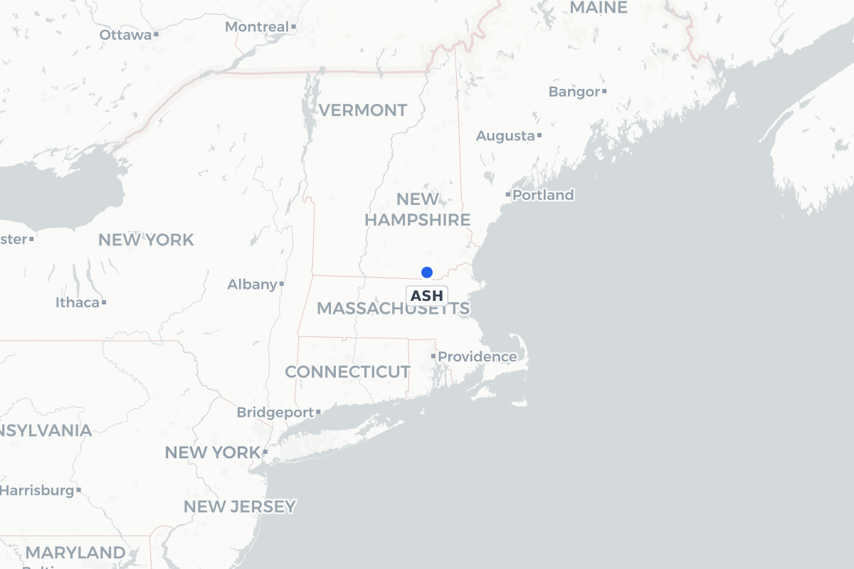 Map showing the location of Nashua Airport / Boire Field