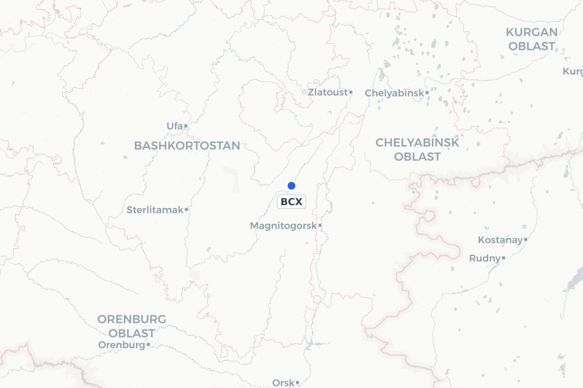 Map showing the location of Beloretsk Airport