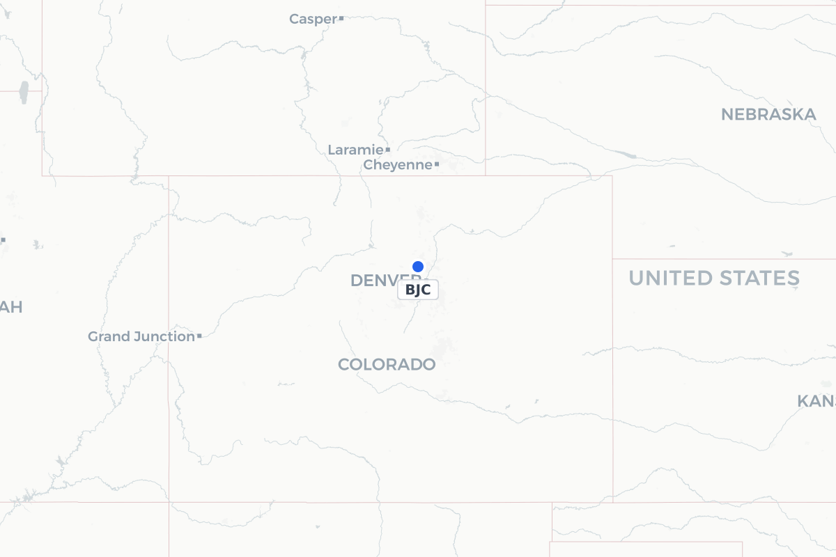 Map showing the location of Rocky Mountain Metropolitan Airport