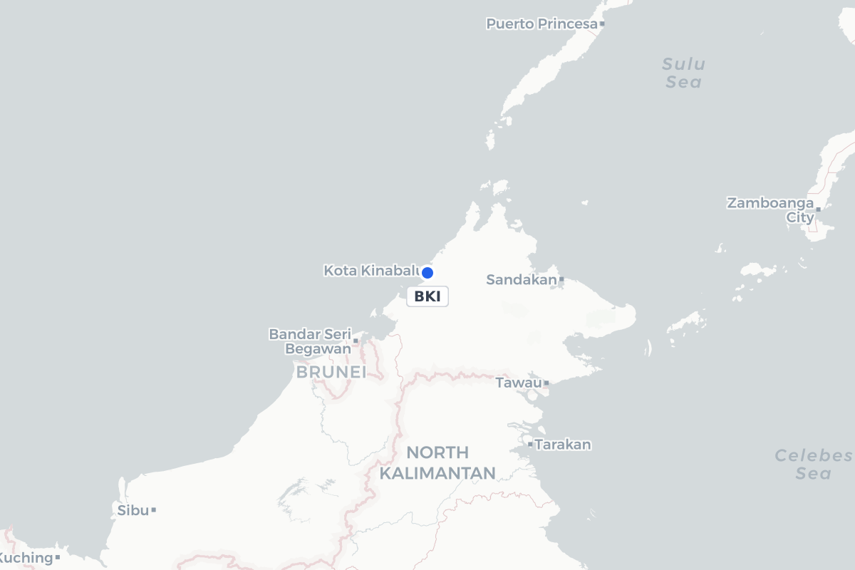 Map showing the location of Kota Kinabalu International Airport