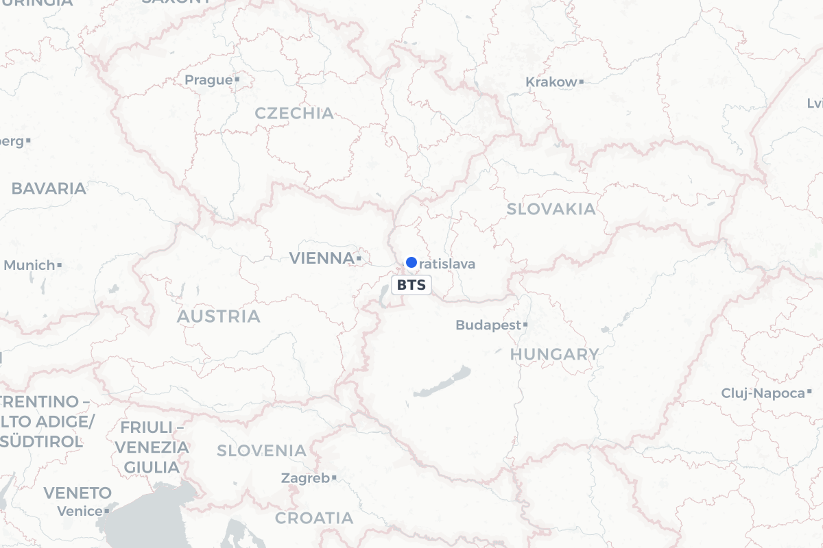 Map showing the location of M. R. Štefánik Airport