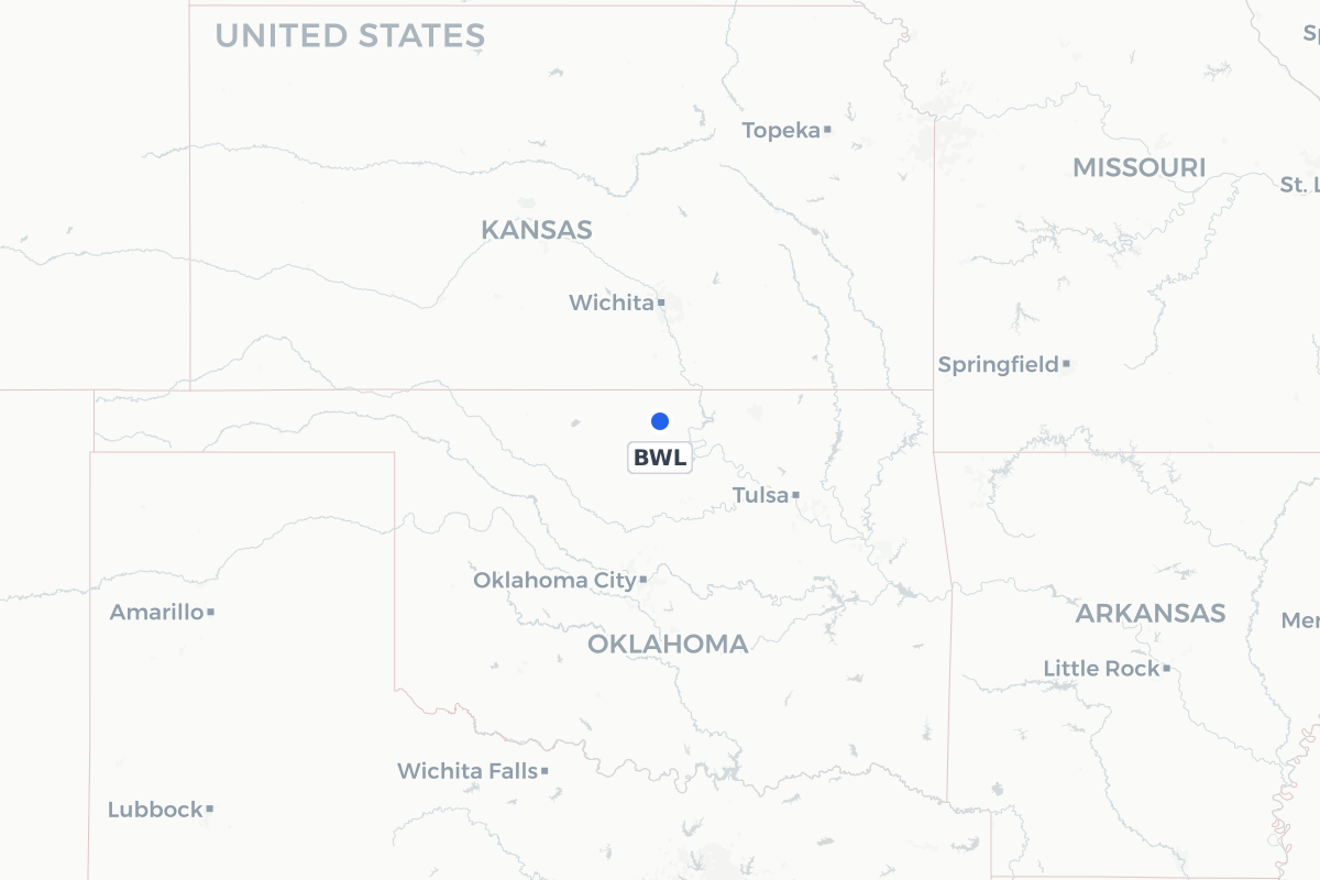 Map showing the location of Blackwell Tonkawa Municipal Airport