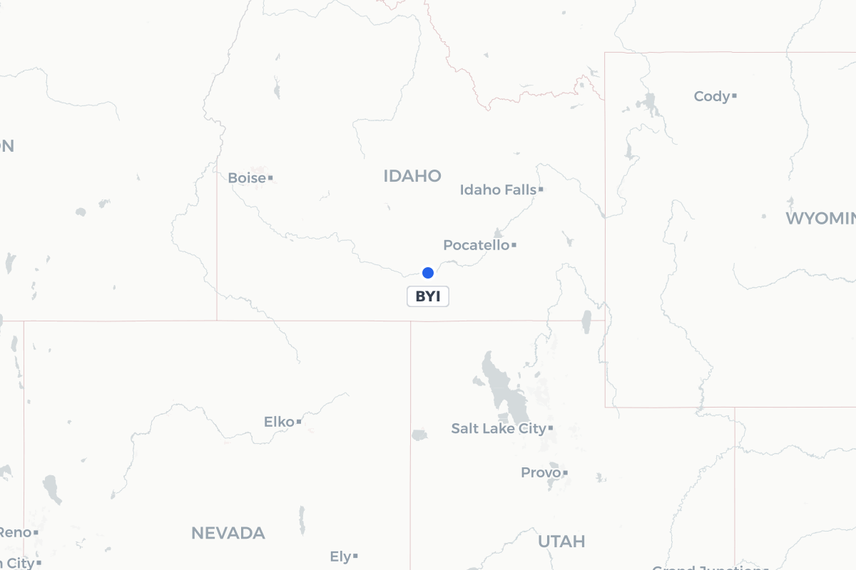 Map showing the location of Burley Municipal Airport