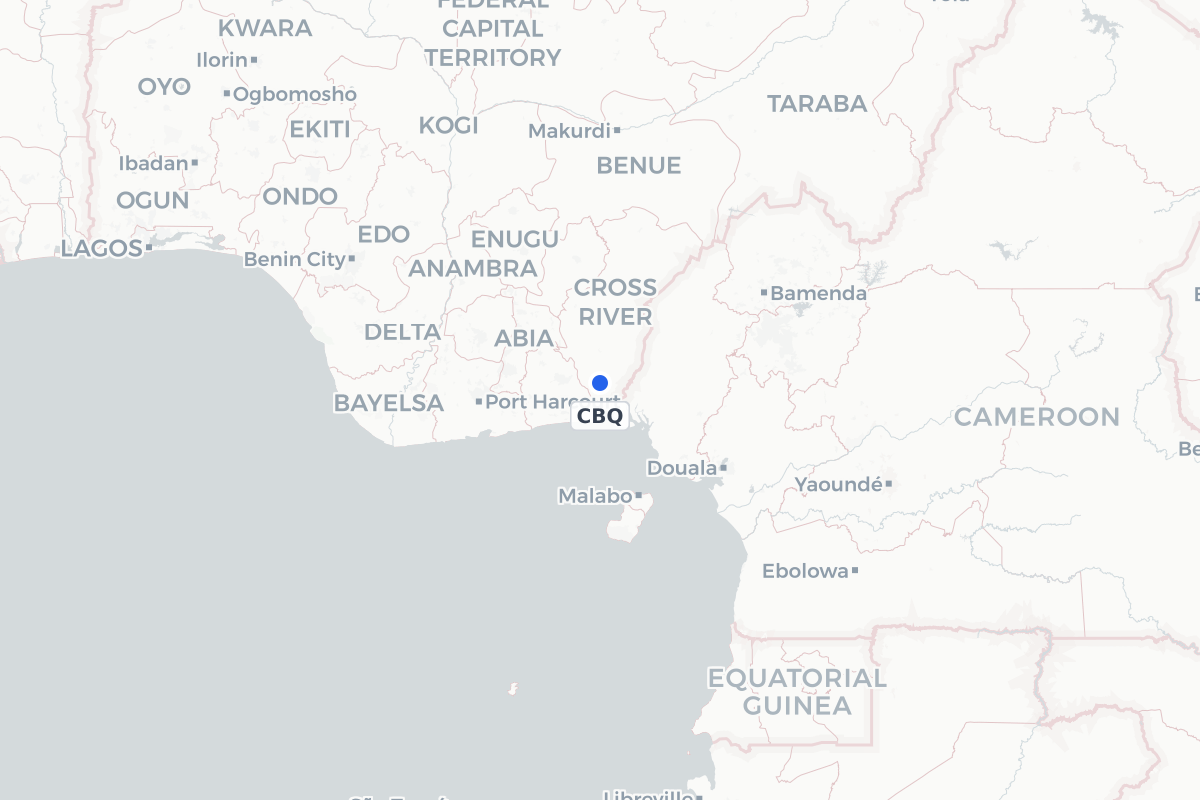 Map showing the location of Margaret Ekpo International Airport