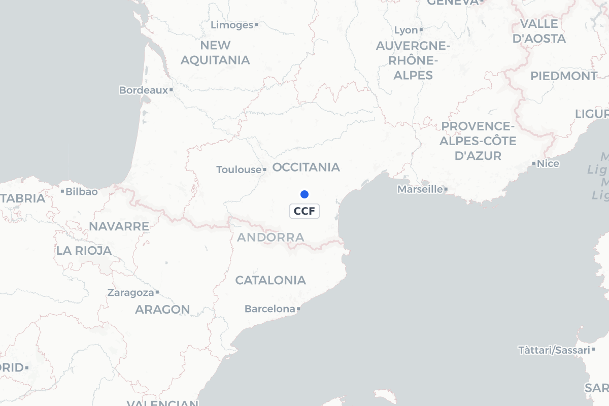 Map showing the location of Carcassonne Salvaza Airport