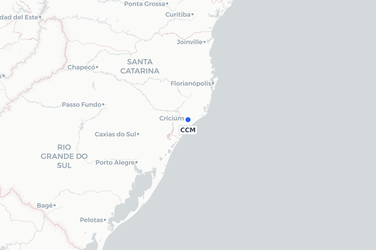 Map showing the location of Forquilhinha - Criciúma  Airport