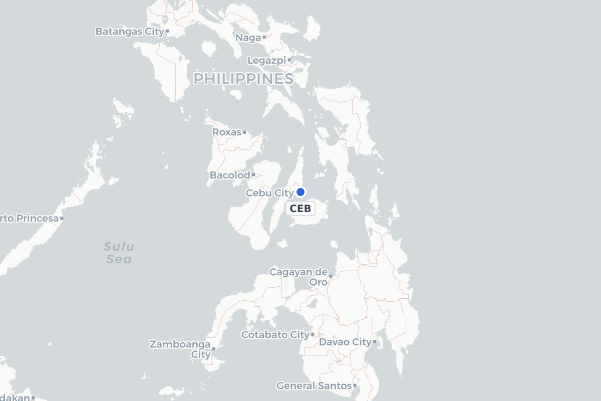 Map showing the location of Mactan Cebu International Airport