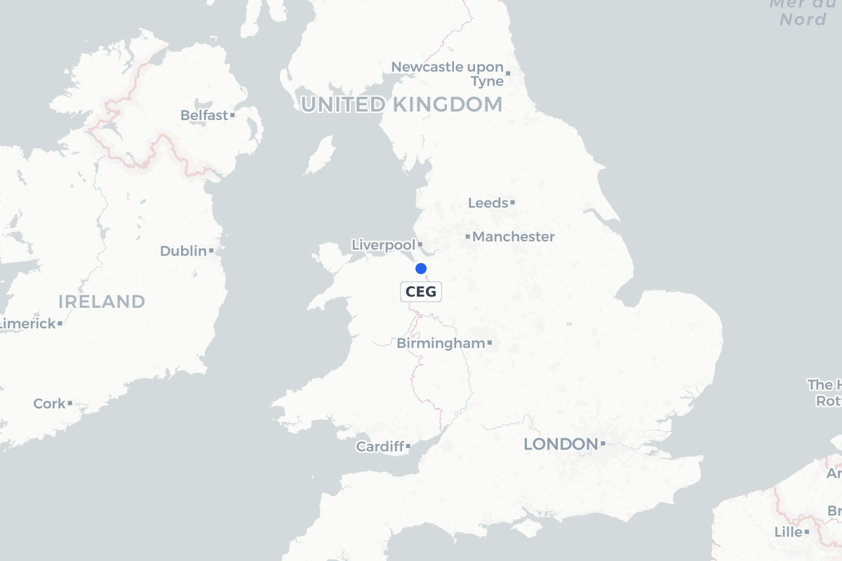 Map showing the location of Hawarden Airport