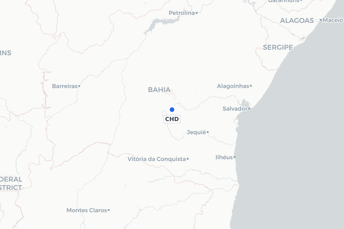 Map showing the location of Mucugê Airport