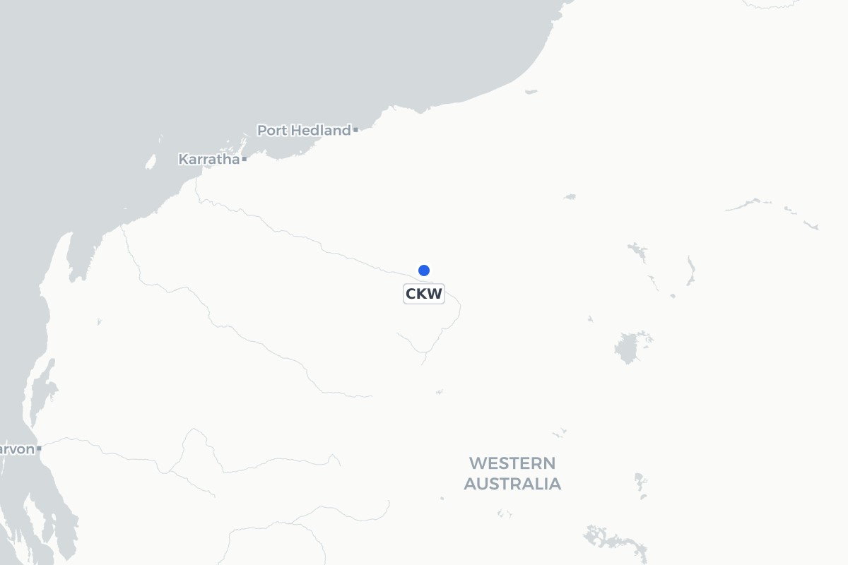 Map showing the location of Christmas Creek Airport