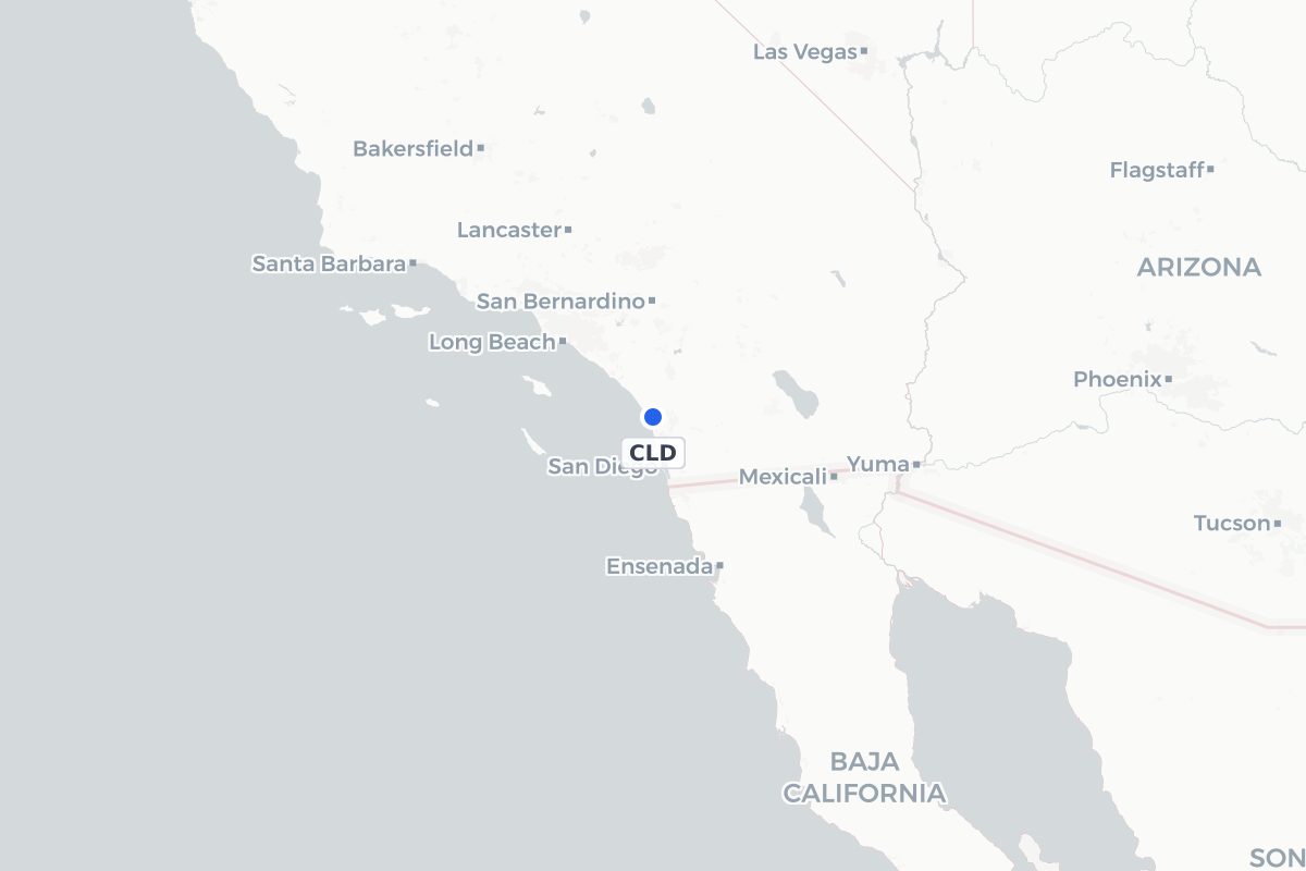 Map showing the location of McClellan-Palomar Airport