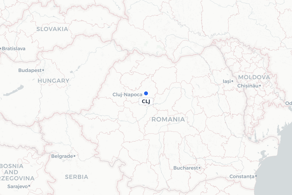 Map showing the location of Avram Iancu Cluj International Airport