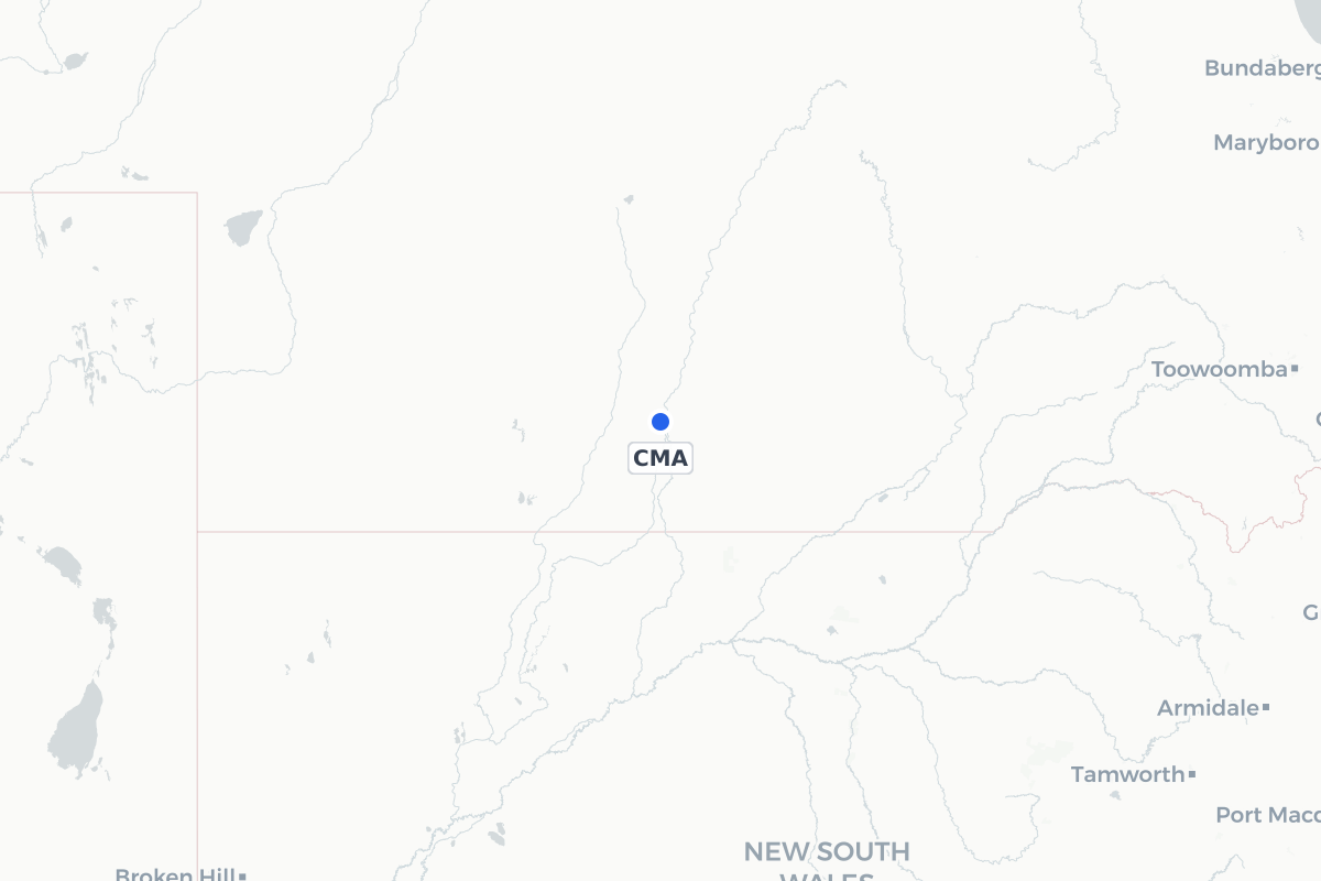 Map showing the location of Cunnamulla Airport