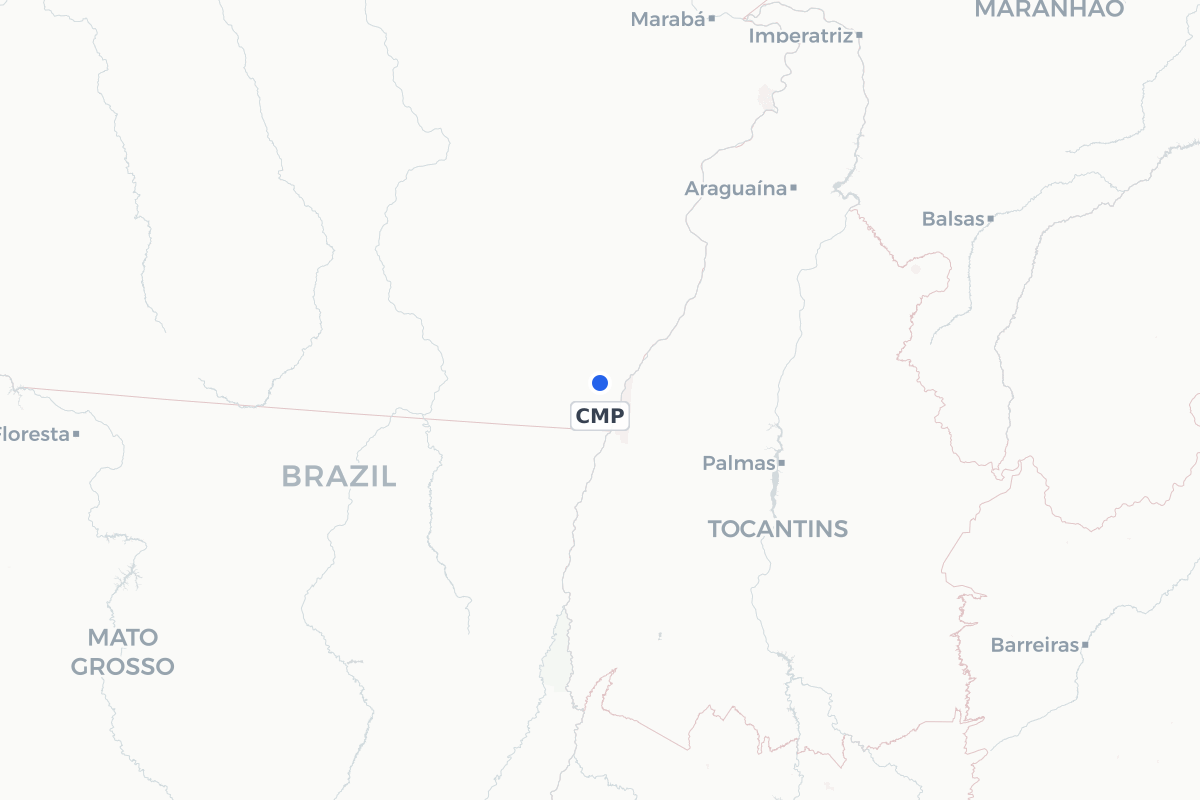 Map showing the location of Santana do Araguaia Airport