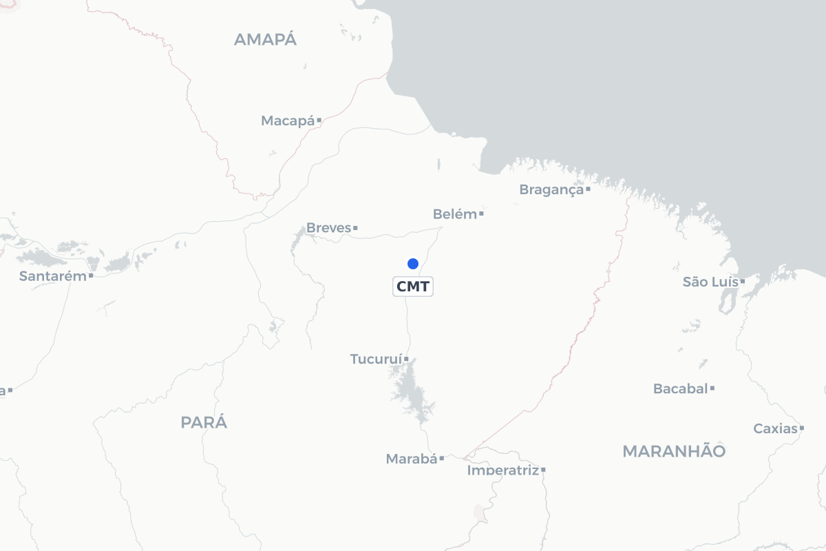 Map showing the location of New Cametá Airport