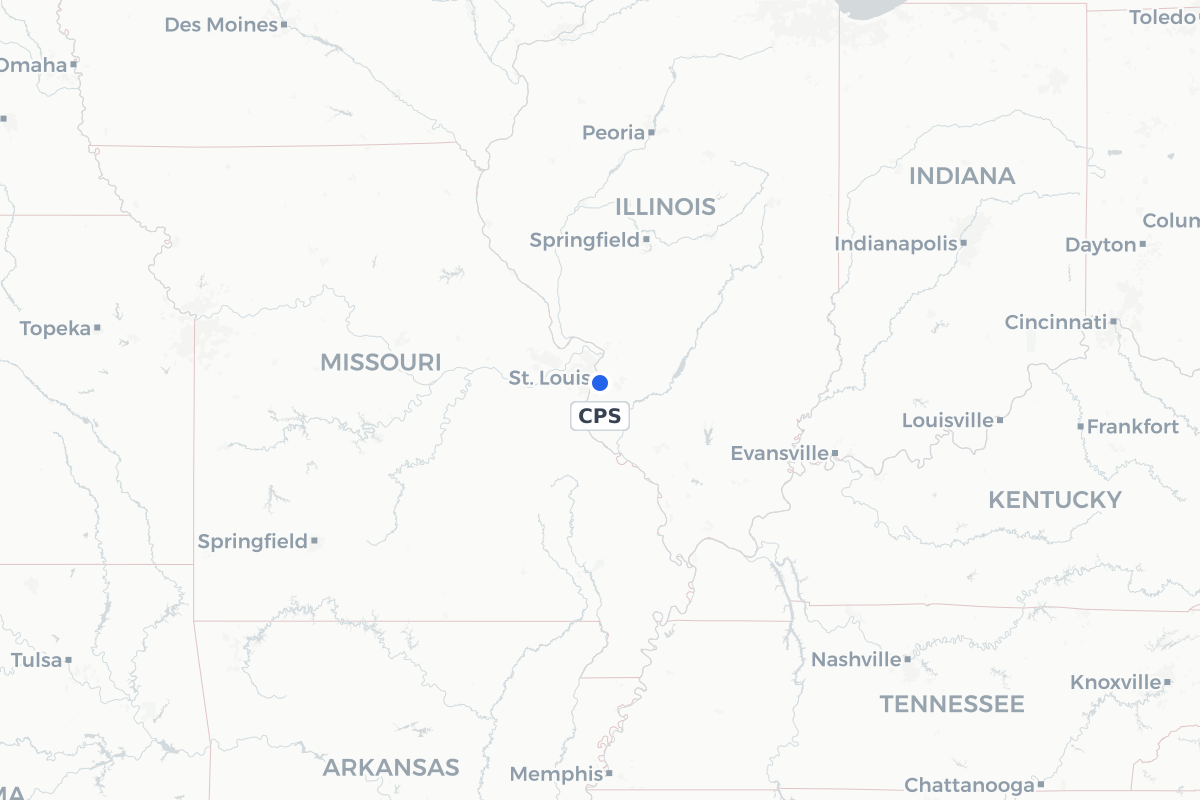 Map showing the location of St Louis Downtown Airport