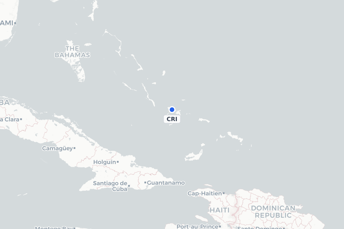 Map showing the location of Colonel Hill Airport