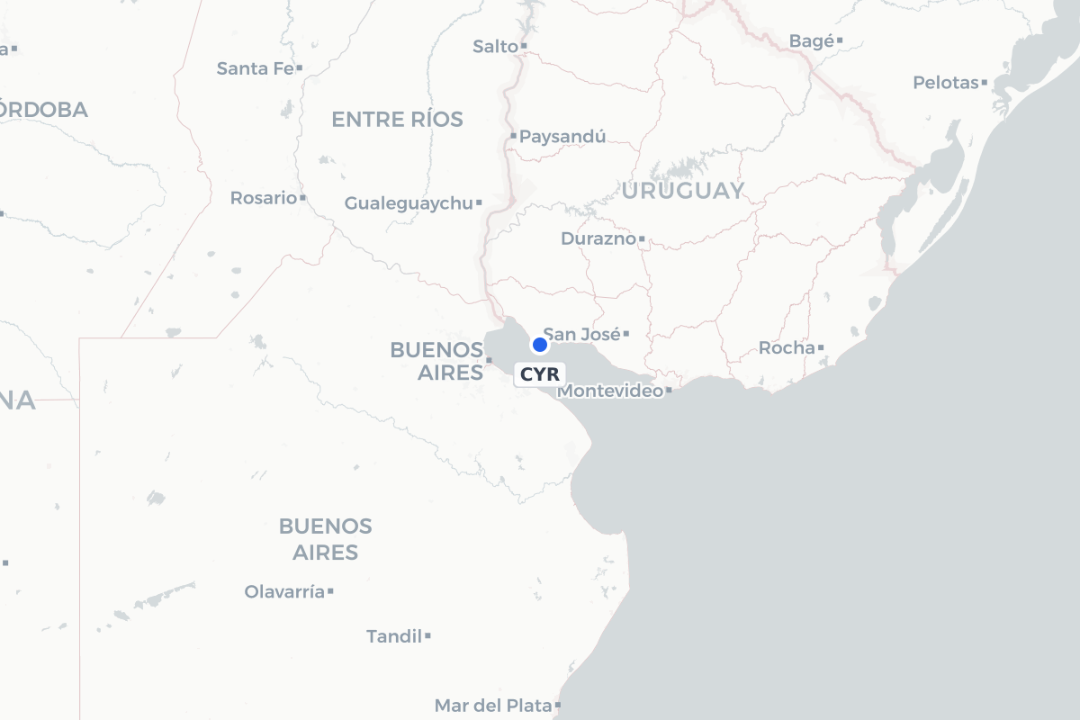 Map showing the location of Colonia Laguna de Los Patos International Airport