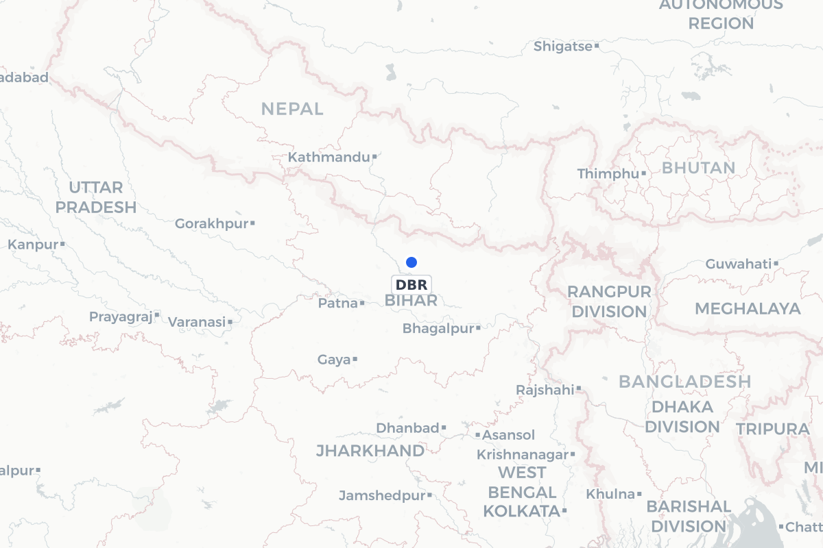 Map showing the location of Darbhanga Airport