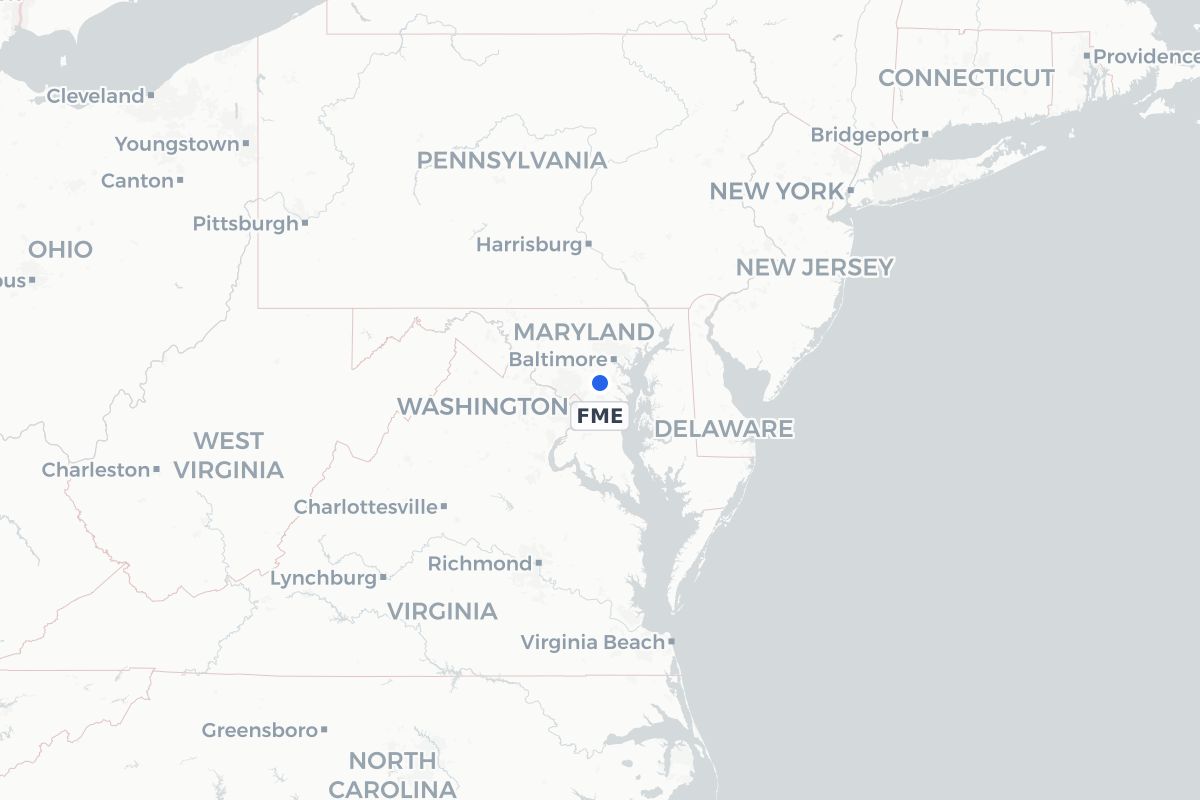 Map showing the location of Fort Meade Executive Airport