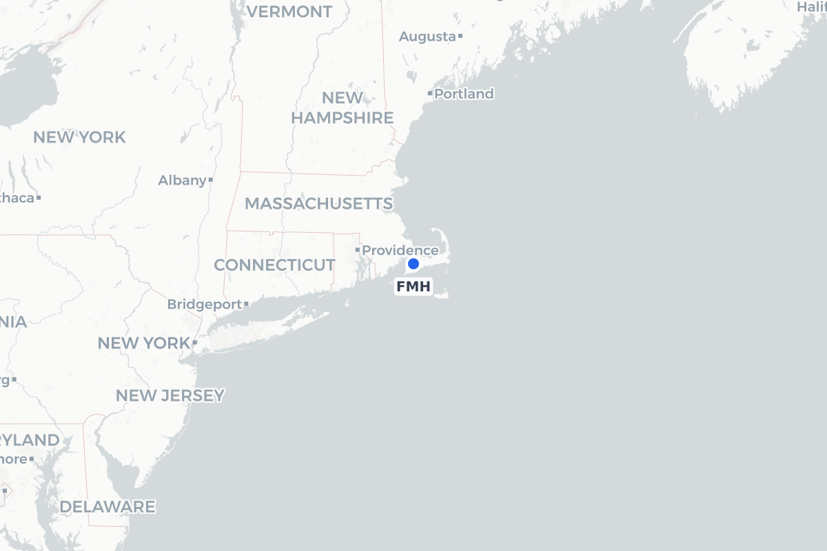 Map showing the location of Cape Cod Coast Guard Air Station
