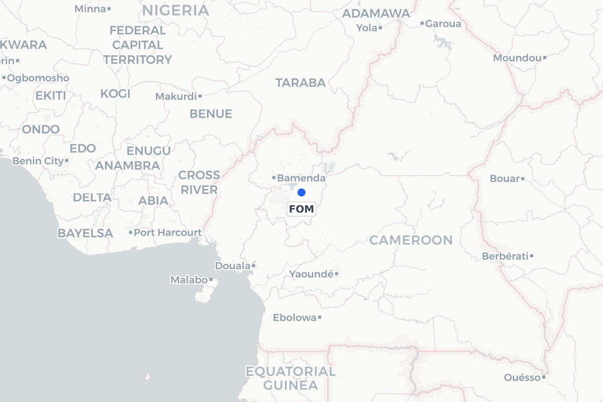 Map showing the location of Foumban Nkounja Airport
