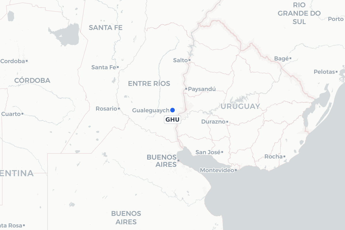Map showing the location of Gualeguaychu Airport