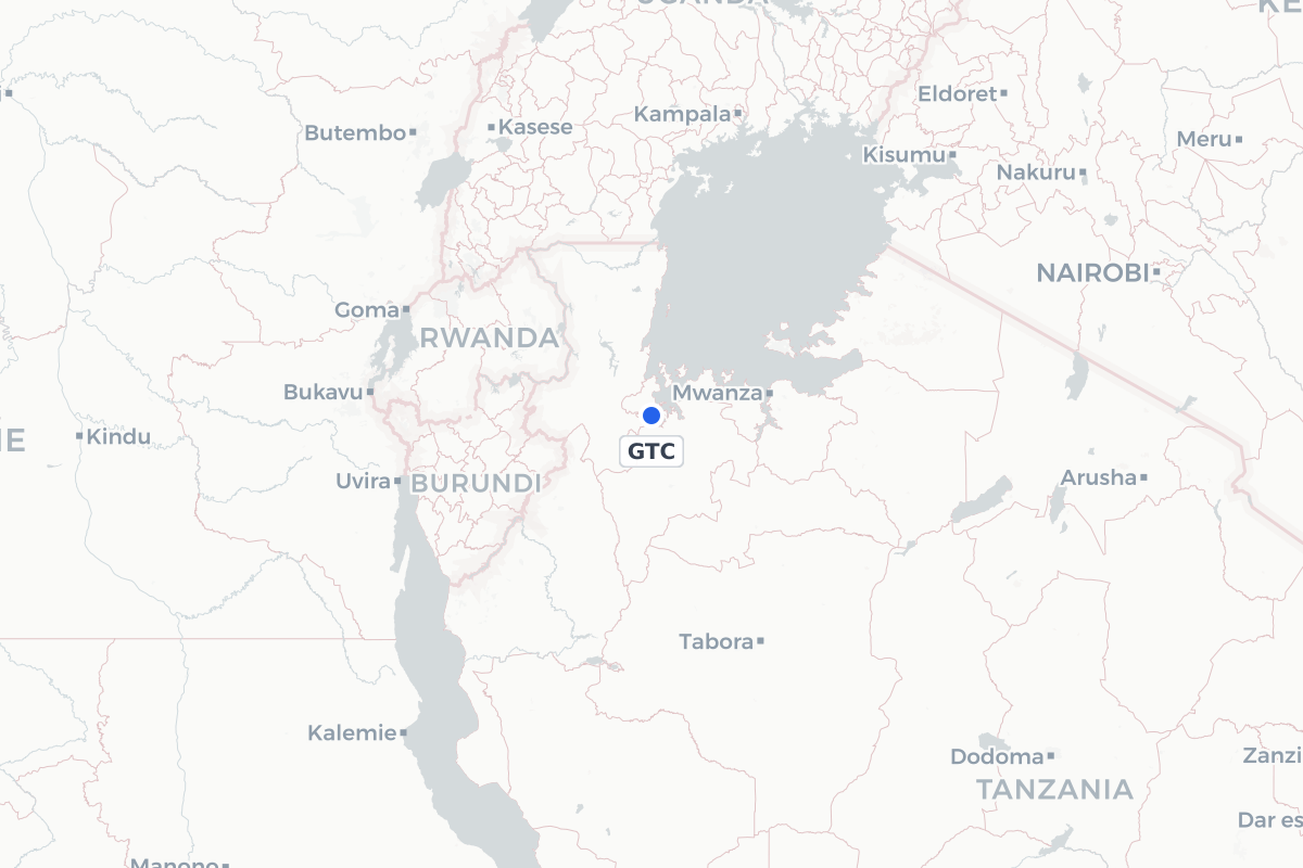Map showing the location of Chato/Geita Airport
