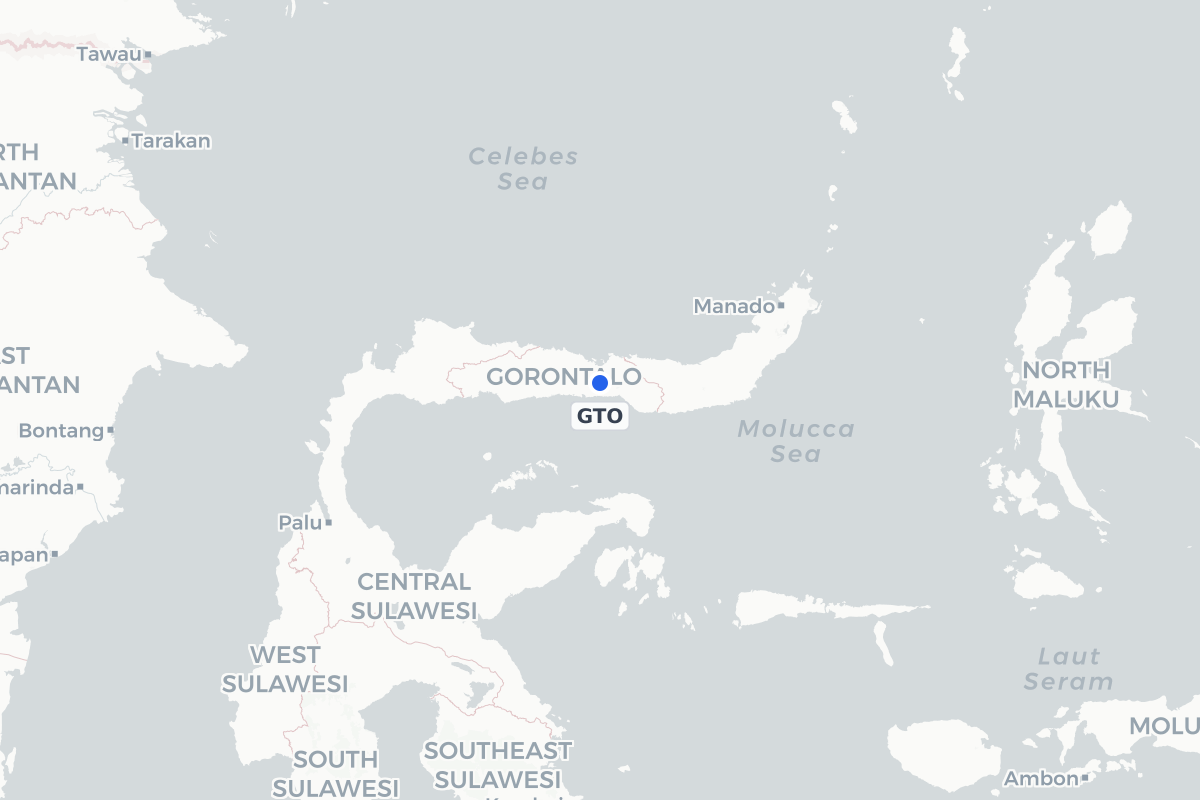 Map showing the location of Jalaluddin Airport