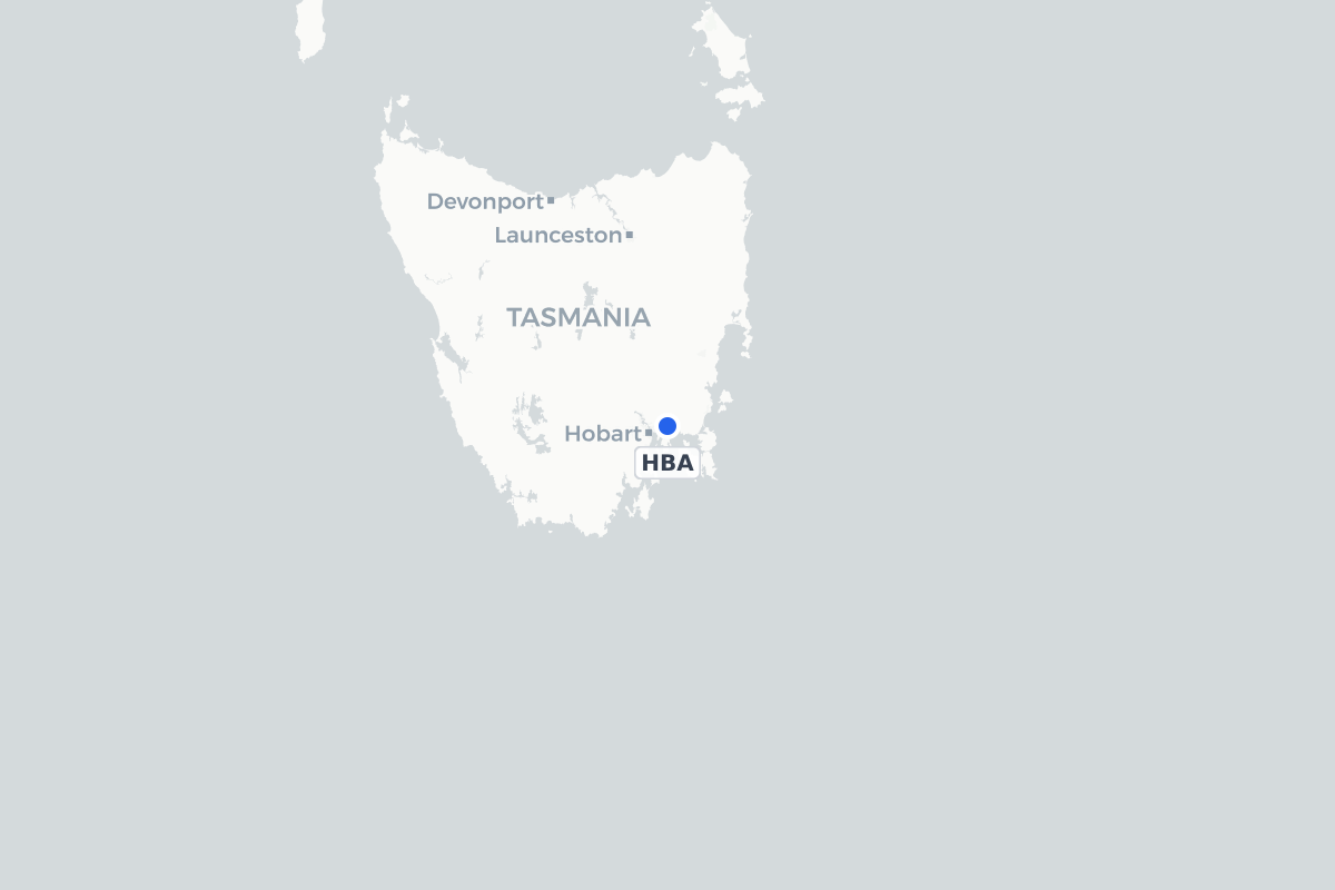 Map showing the location of Hobart International Airport