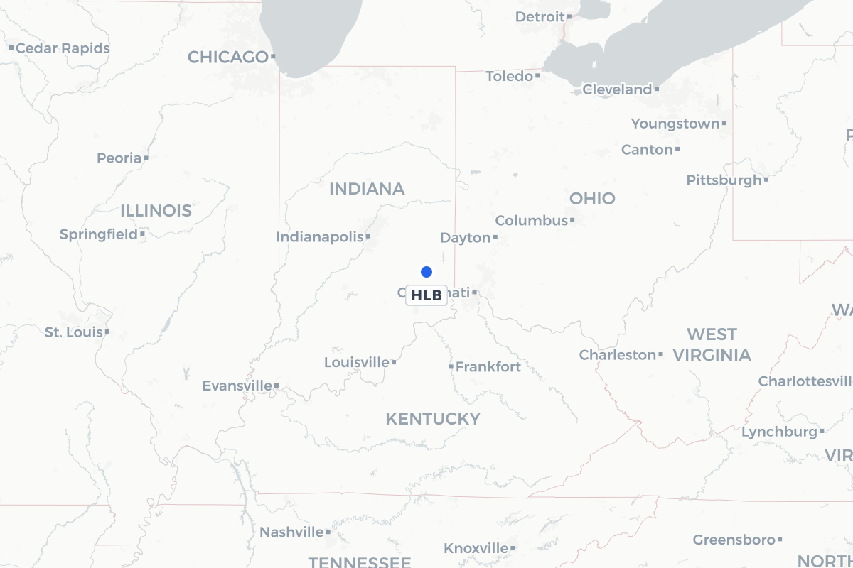 Map showing the location of Batesville Airport