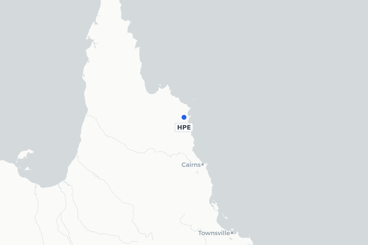 Map showing the location of Hope Vale Airport