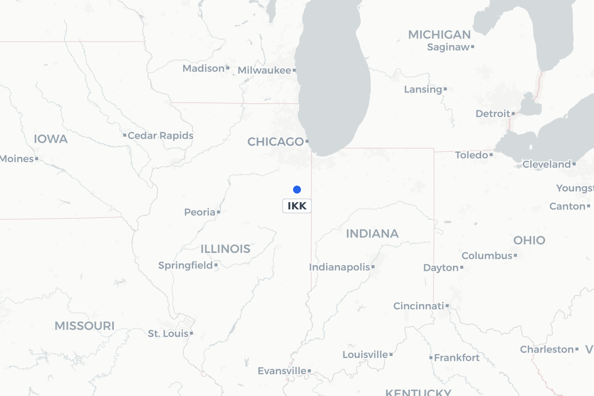 Map showing the location of Greater Kankakee Airport