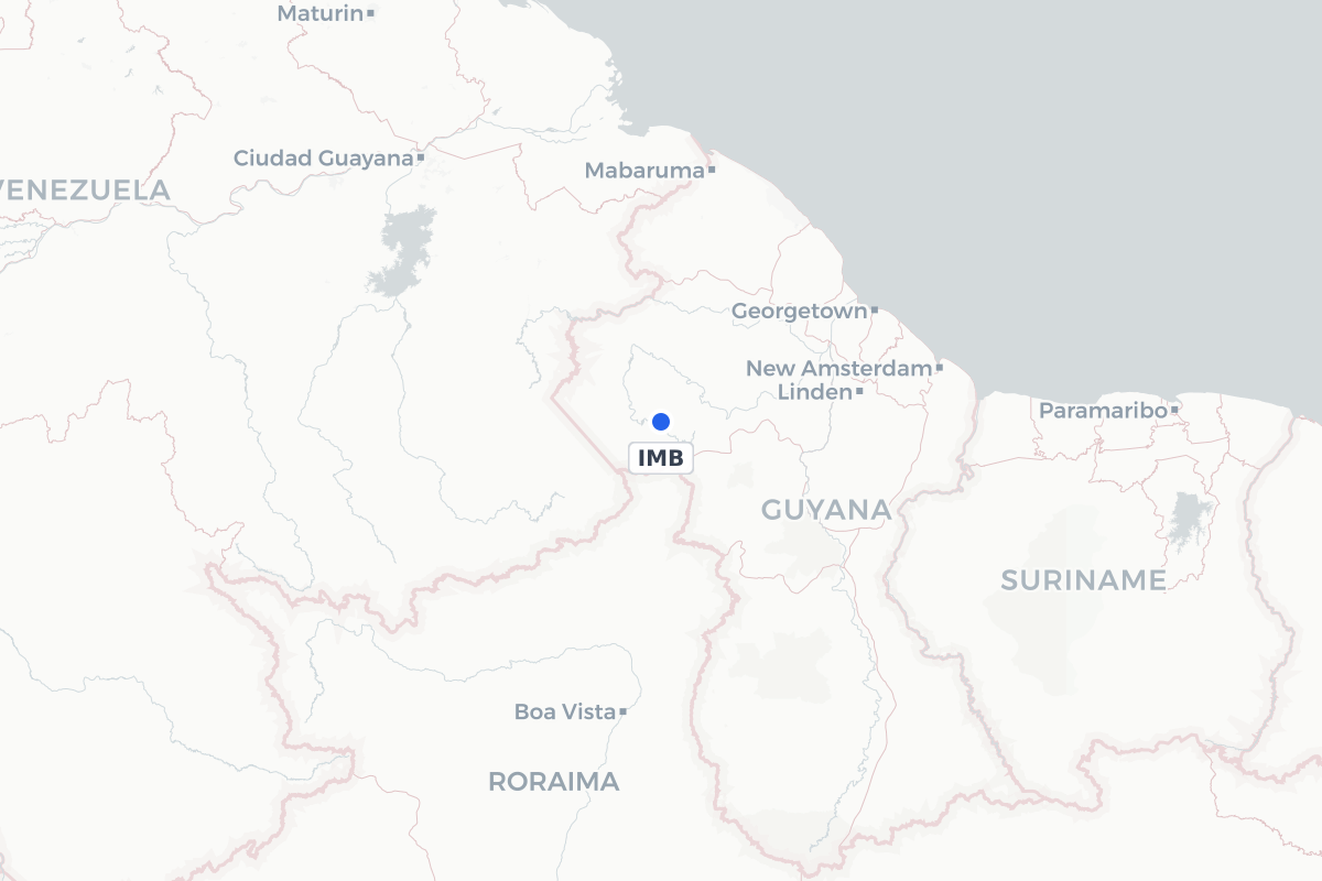 Map showing the location of Imbaimadai Airport