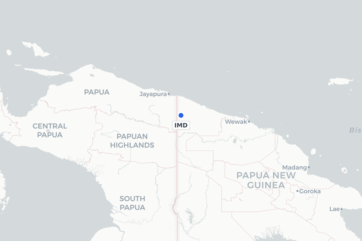 Map showing the location of Imonda Airport