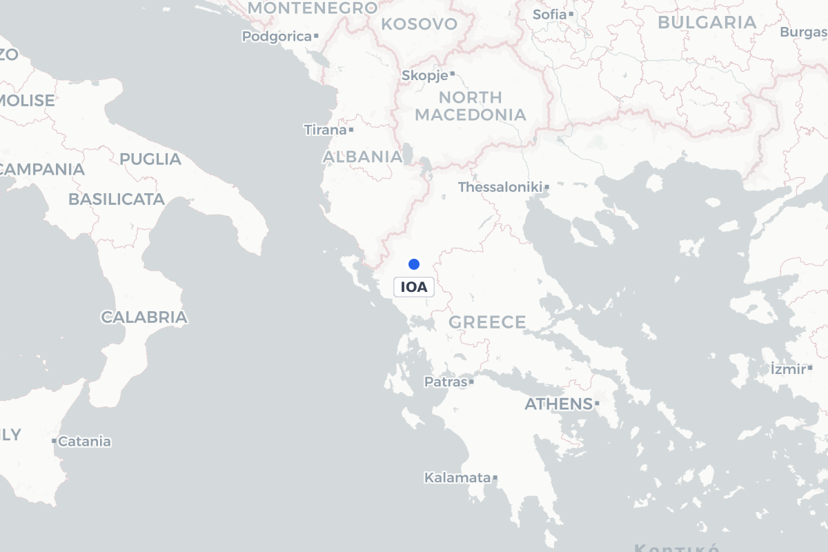 Map showing the location of Ioannina King Pyrrhus National Airport