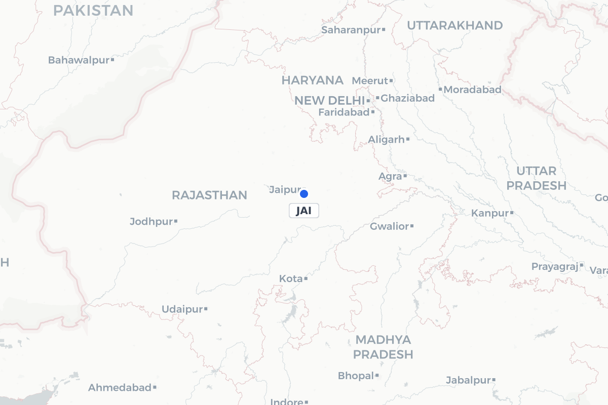 Map showing the location of Jaipur International Airport