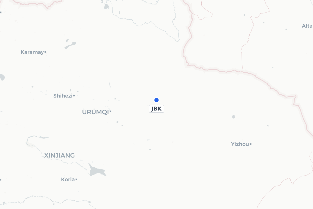 Map showing the location of Qitai Jiangbulake Airport