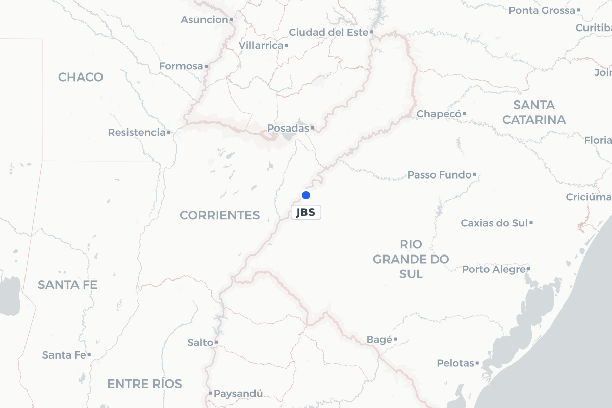 Map showing the location of São Borja Airport