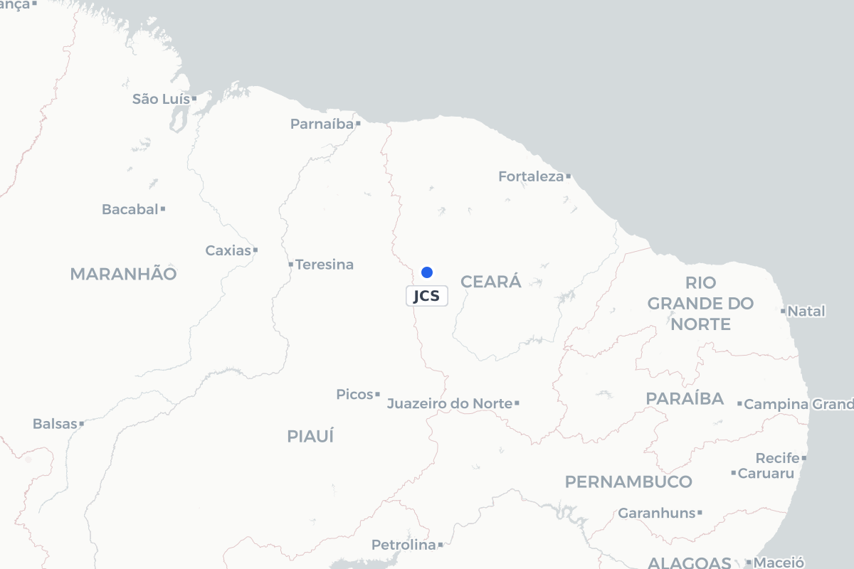 Map showing the location of Crateús Airport
