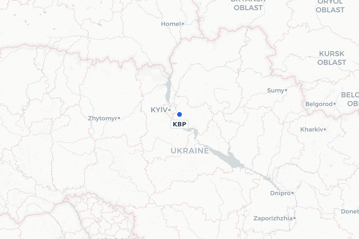 Map showing the location of Boryspil International Airport
