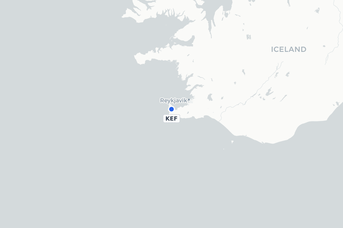 Map showing the location of Keflavik International Airport