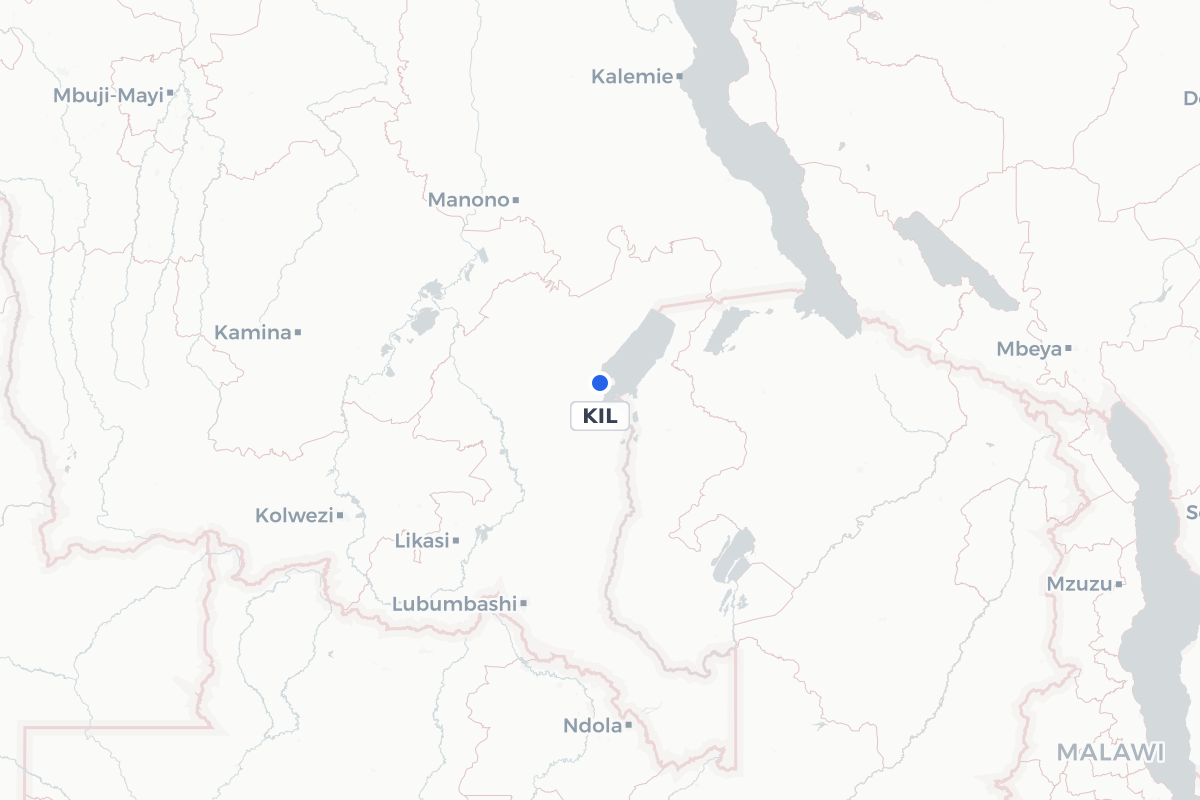 Map showing the location of Kilwa Airport