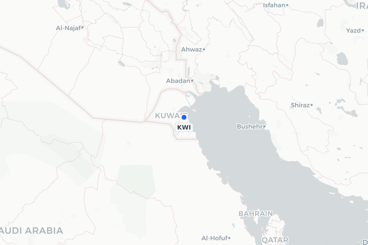 Map showing the location of Kuwait International Airport